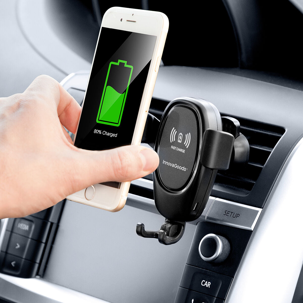 Mobile Phone Holder with Wireless Charger for Cars Wolder InnovaGoods-0